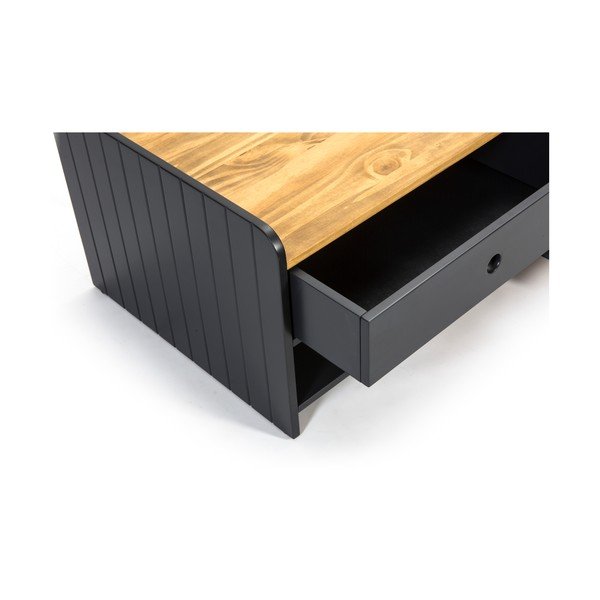 Pilkas žurnalinis staliukas su pušies medienos stalviršiu Marckeric Monte-image-3