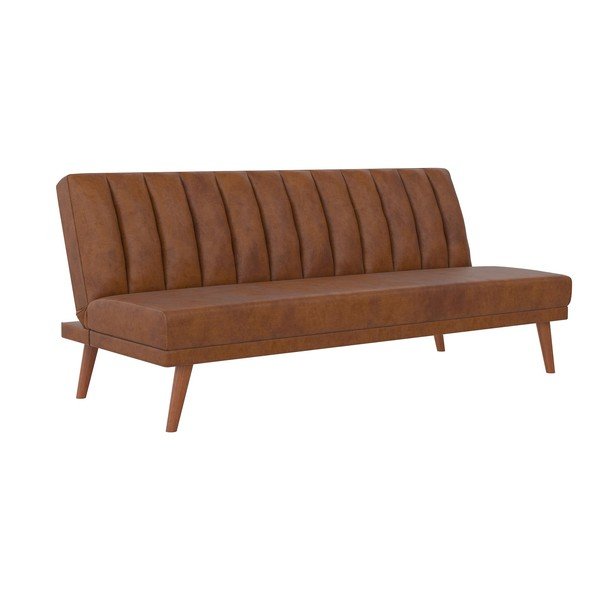 Oranžinė sofa-lova iš odos imitacijos 173 cm Brittany - Novogratz-image-2