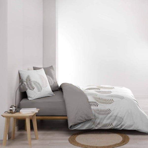 Baltos spalvos/taupe spalvos iš medvilnės dvigulė/itin ilga patalynė 240x220 cm Goyave – douceur d'intérieur-image-3