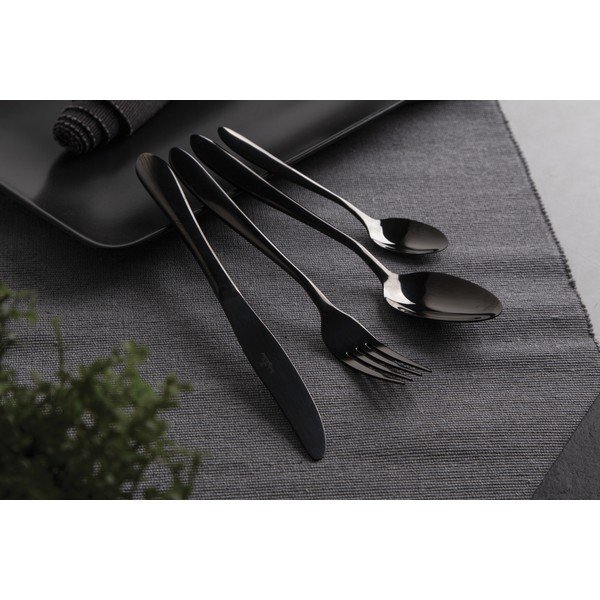 Juodi nerūdijančio plieno stalo įrankiai 24 vnt. Black Mirror Collection - BerlingerHaus-image-1