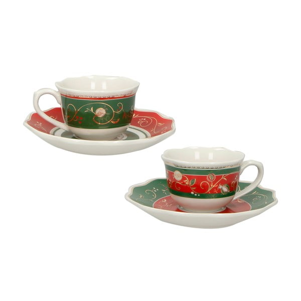 2 porcelianinių puodelių rinkinys su lėkštutėmis Brandani Tempo di Festa Set