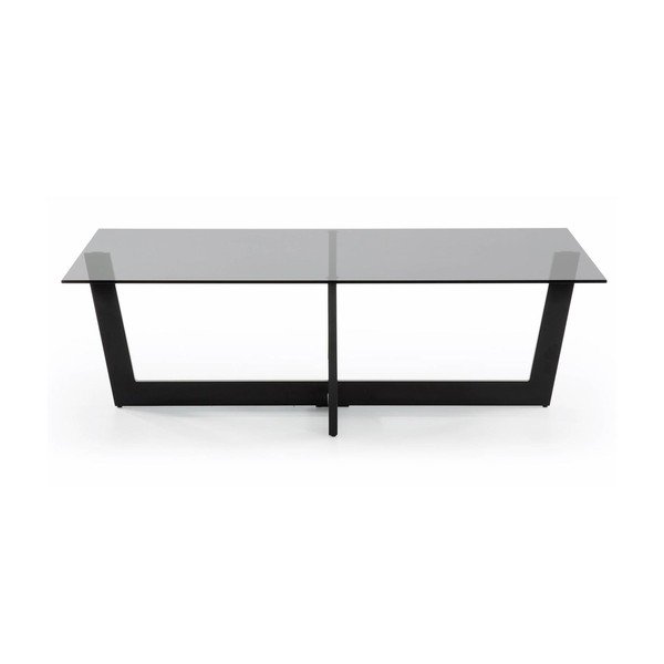Juodos spalvos kavos staliukas su stikliniu stalviršiu 70x120 cm Plam – Kave Home-image-4