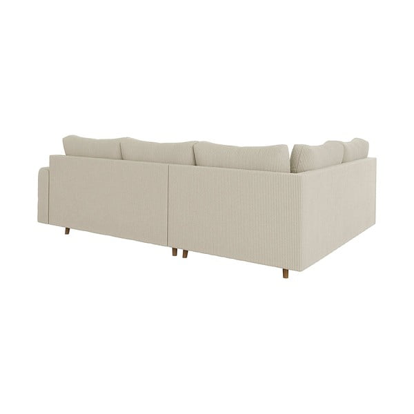 Smėlio spalvos iš kordinio velveto kampinė sofa (su kairiuoju kampu/„L“ formos) Ariella – Ropez-image-2