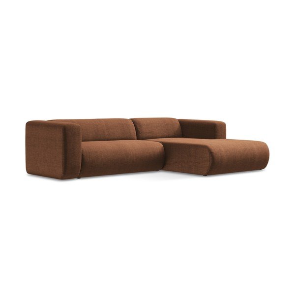 Terakotos spalvos kampinė sofa (su dešiniuoju kampu/su gultu) Ekahi – Makamii-image-2