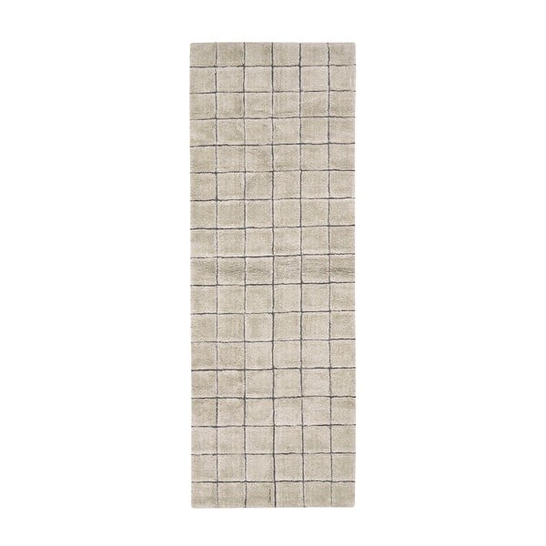 Rankų darbo smėlio spalvos iš vilnos kilimas 80x230 cm Mosaic Sandstone – Lorena Canals