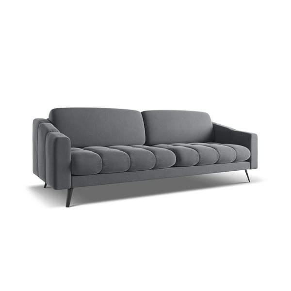 Pilkos spalvos iš velveto sofa 238 cm Nalu – Makamii-image-2