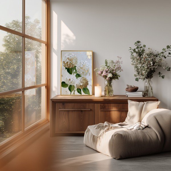 Spausdintas paveikslas su rėmeliu 60x90 cm Hydrangea – Styler-image-1
