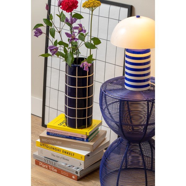 Mėlynos spalvos iš keramikos vaza (aukštis 30 cm) Retro Tiles – PT LIVING-image-1