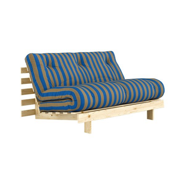 Mėlynos spalvos/rudos spalvos sulankstoma sofa 140 cm Roots – Karup