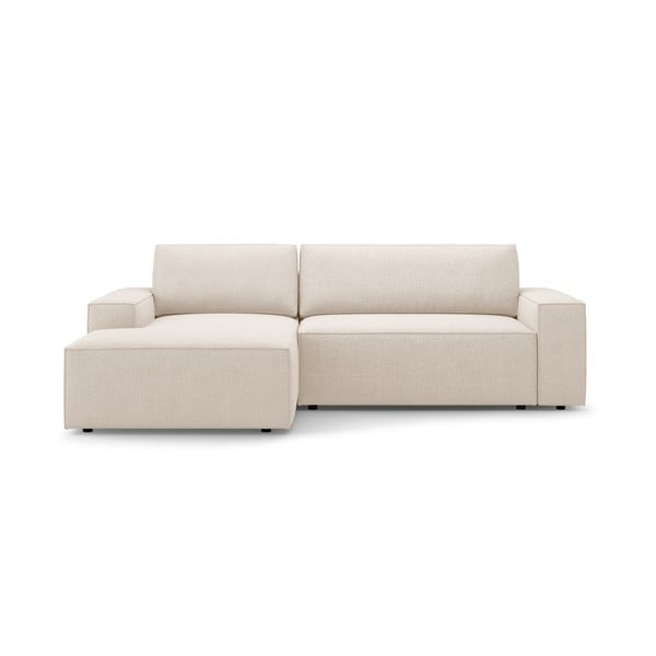 Iš boucle sulankstoma kampinė sofa smėlio spalvos (su kairiuoju kampu) Jodie – Micadoni Home