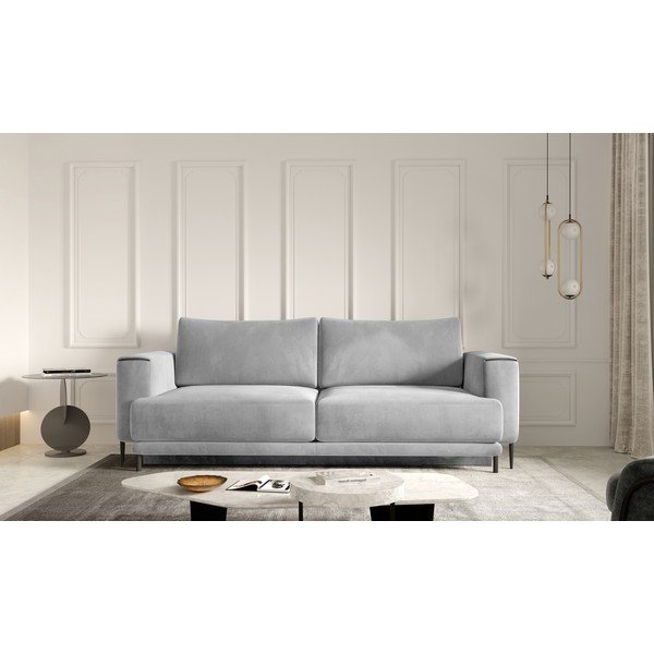 Pilkos spalvos iš velveto sulankstoma/su sandėliavimo vieta sofa 260 cm Dalia – ELTAP-image-1