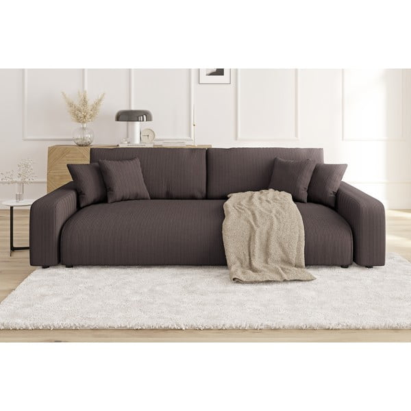 Rudos spalvos iš kordinio velveto sulankstoma/su sandėliavimo vieta sofa 234 cm Sara – Ropez-image-1