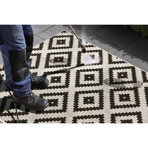 Juodos ir kreminės spalvos lauko kilimas NORTHRUGS Malta, 80 x 345 cm-image-1