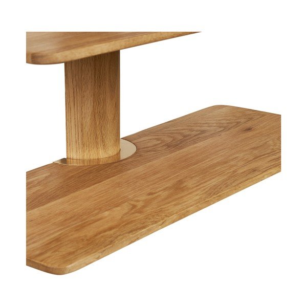 Šviesios natūralios spalvos iš ąžuolo masyvo kelių aukštų sieninė lentyna 55 cm Calcata – House Nordic-image-4