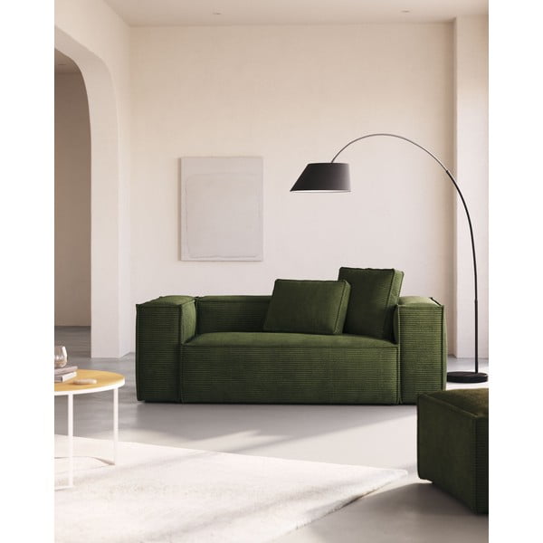 Juodos spalvos pastatomas šviestuvas (aukštis 189 cm) su tekstiliniu gaubtu May – Kave Home-image-1