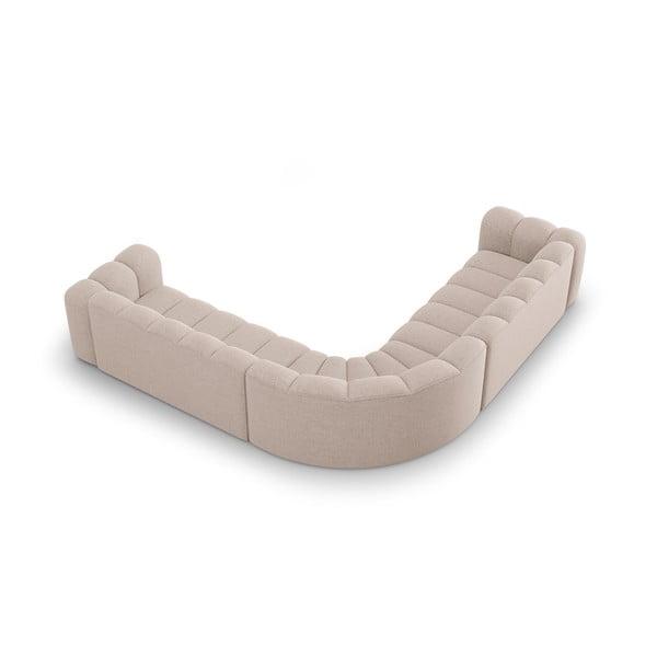 Smėlio spalvos iš šenilinio audinio modulinė kampinė sofa Lupine – Micadoni -image-3