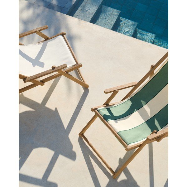 Žalios spalvos medžio masyvo sodo šezlongas Vilara – Kave Home-image-3