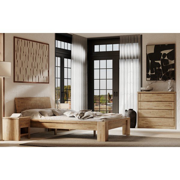 Iš ąžuolo masyvo žema šoninė spintelė rudos spalvos 105x96 cm Timo – Olivia Living-image-4