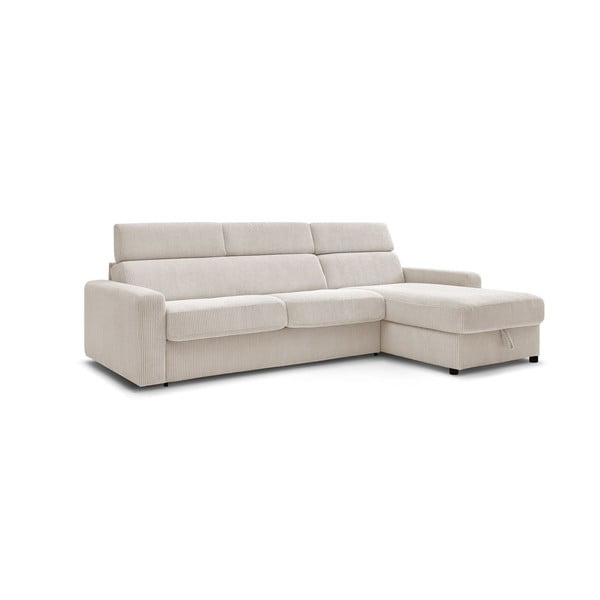 Iš kordinio velveto sulankstoma kampinė sofa kreminės spalvos (kintama) Monaco – Bobochic Paris-image-3