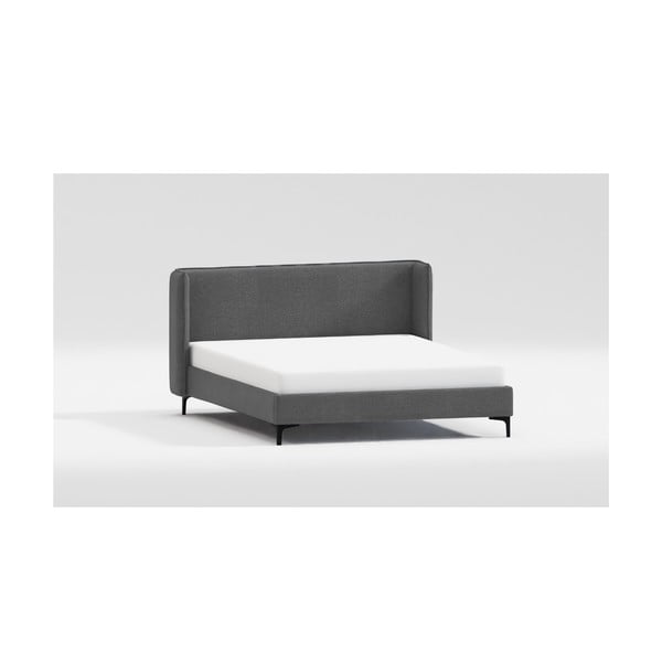 Dvigulė lova tamsiai pilkos spalvos audiniu dengta su lovos grotelėmis 140x200 cm Basti – Ropez-image-4