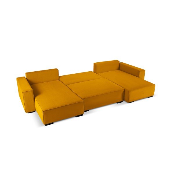 Geltona aksominė U formos sofa-lova Mazzini Sofas Azalea-image-3