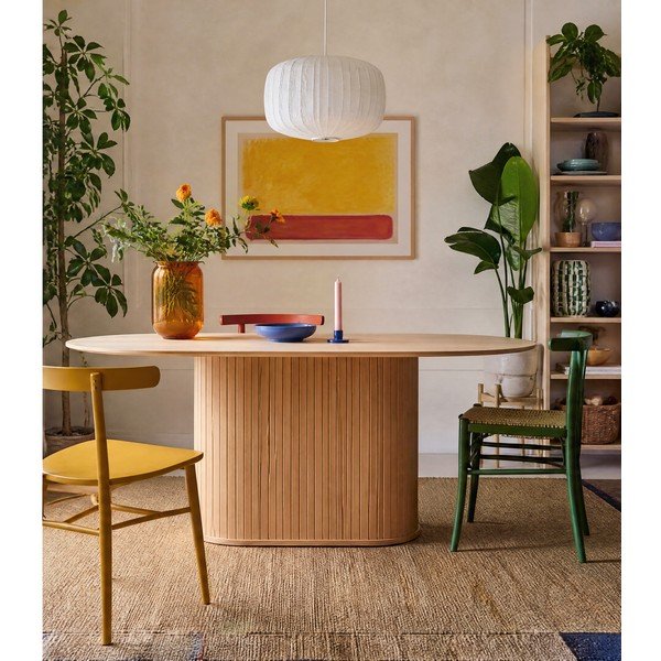 Valgomojo stalas su ąžuolo dekoro stalviršiu 95x180 cm Nola – Unique Furniture-image-3