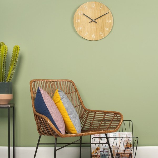 Šviesiai rudas Present Time Stiklo ir medžio laikrodis, ⌀ 40 cm-image-2