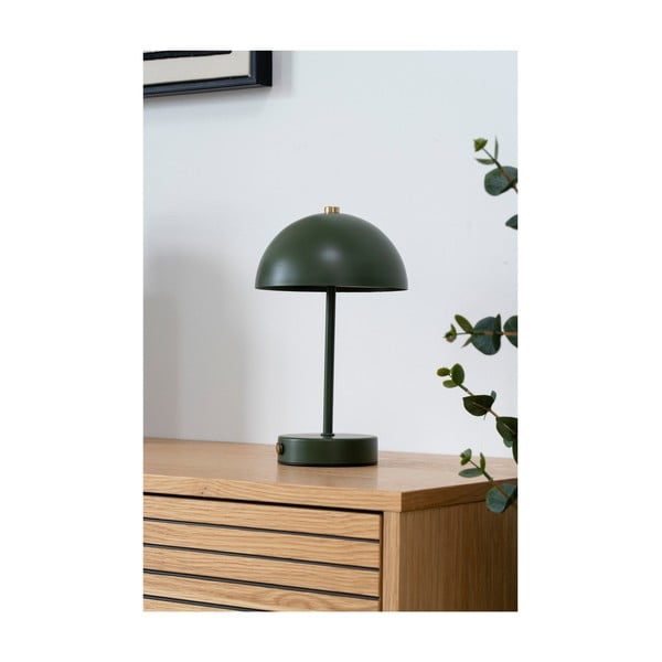 Tamsiai žalios spalvos stalinis šviestuvas LED (aukštis 25 cm) su metaliniu gaubtu Holt – House Nordic-image-1