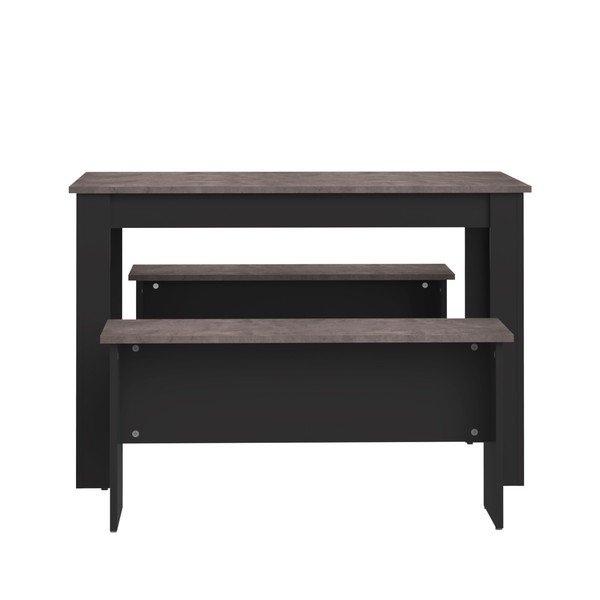 Juodos spalvos valgomojo stalo ir 2 suolų su betoniniu stalviršiu rinkinys TemaHome Nice-image-3