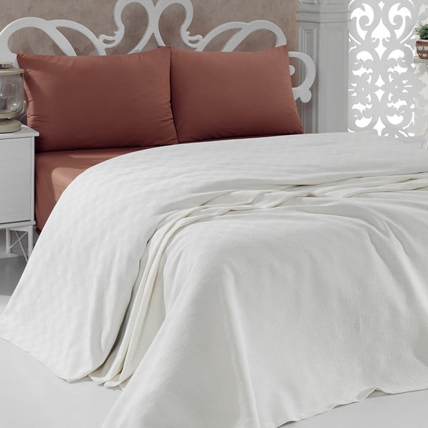 Medvilninis lengvas lovos užtiesalas Pique Cream, 200 x 240 cm