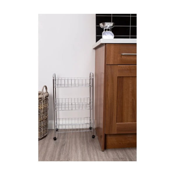 Iš metalo lentyna ant ratukų sidabrinės spalvos 36x64 cm – Premier Housewares-image-1