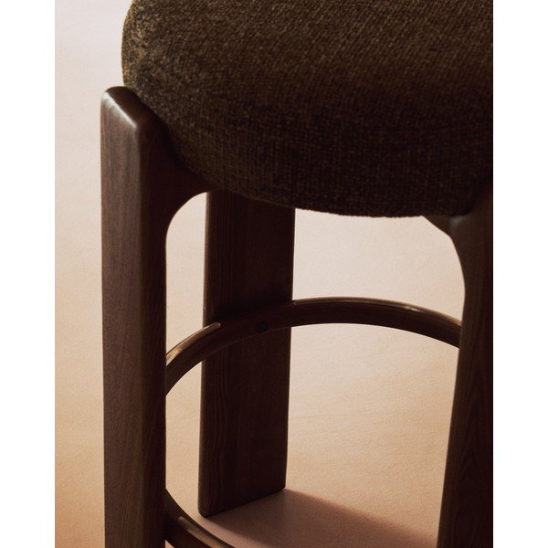 Žalios spalvos/tamsios natūralios spalvos iš uosio masyvo baro taburetė (sėdynės aukštis 75 cm) Granite – Kave Home-image-4
