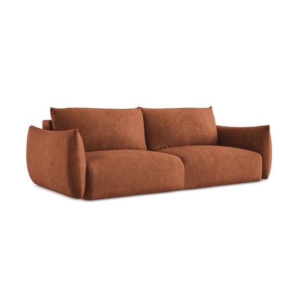 Terakotos spalvos iš šenilinio audinio sulankstoma sofa 230 cm Leila – Makamii-image-3