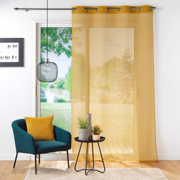 Permatoma užuolaida geltonos spalvos 140x240 cm Casual – douceur d'intérieur-image-2