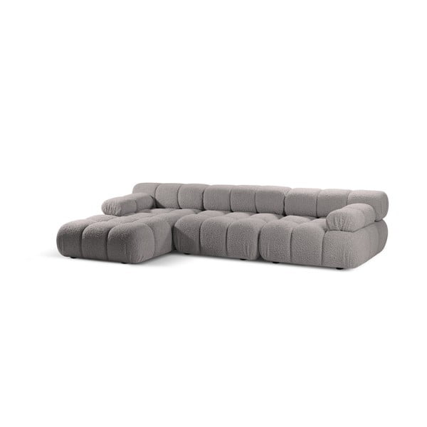 Iš boucle modulinė kampinė sofa šviesiai pilkos spalvos (su kairiuoju kampu) Bellis – Micadoni Home-image-3