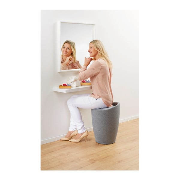 Šviesiai pilkas skalbinių krepšys ir taburetė viename Wenko Linen Look, 20 l-image-1