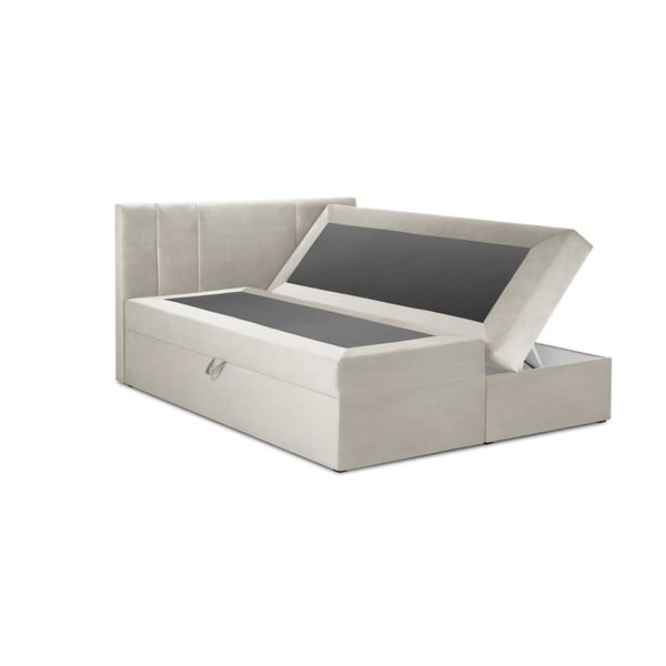 Smėlio spalvos aksominė dvigulė lova Mazzini Beds Afra, 200 x 200 cm-image-2