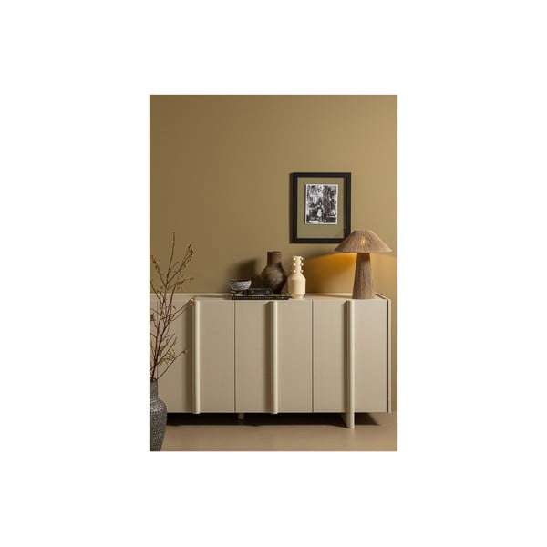 Žema šoninė spintelė kreminės spalvos iš pušies masyvo 200x85 cm Basu – WOOOD-image-1