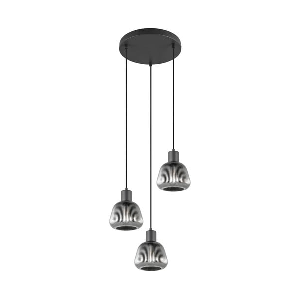 Kabantis šviestuvas juodos spalvos ø 37 cm su stiklo gaubtu Tarifa – Trio