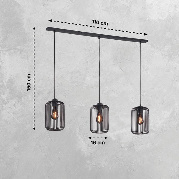 Kabantis šviestuvas juodos spalvos su metaliniu gaubtu Cage – Fischer & Honsel-image-2