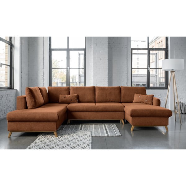 Oranžinės spalvos sofa-lova U formos Miuform Scandic Lagom, kairysis kampas-image-1