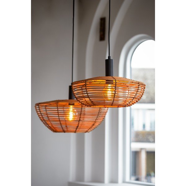 Natūralios spalvos lubinis šviestuvas su rotango gaubtu ø 50 cm Milan - Light & Living-image-1