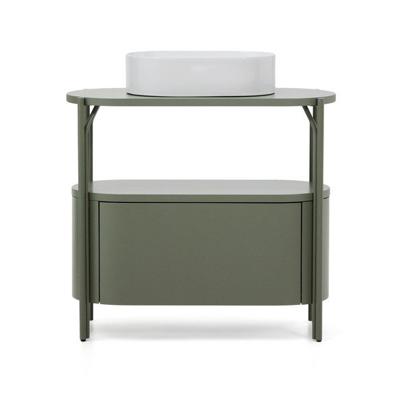 Žalios spalvos spintelė po kriaukle 90x81 cm Arely – Kave Home-image-3