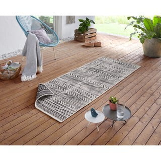 Juodos ir kreminės spalvos dvipusis lauko kilimas NORTHRUGS Biri, 80 x 350 cm
