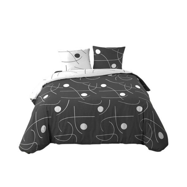 Baltos spalvos/tamsiai pilkos spalvos iš mikropluošto dvigulė/itin ilga patalynė 3 dalių 240x220 cm Sonate – douceur d'intérieur