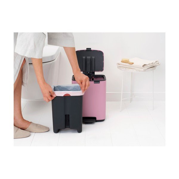 Rožinės spalvos iš plieno šiukšliadėžė su pedalu 7 l Bo – Brabantia-image-2