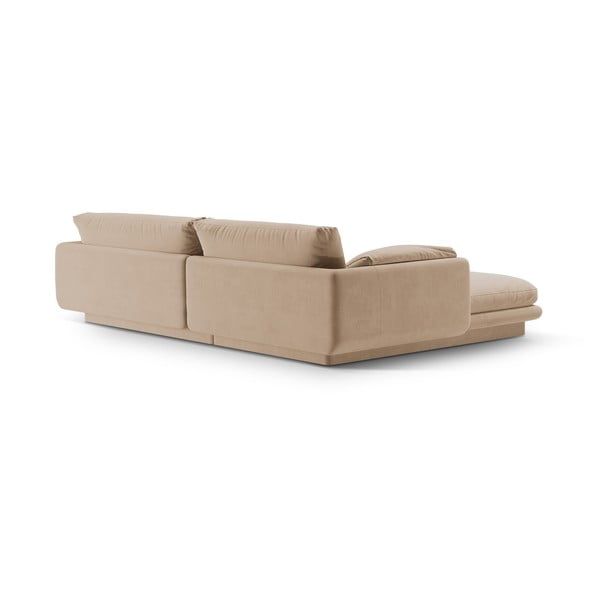 Iš velveto kampinė sofa smėlio spalvos (su dešiniuoju kampu/su gultu) Torino – Micadoni -image-3