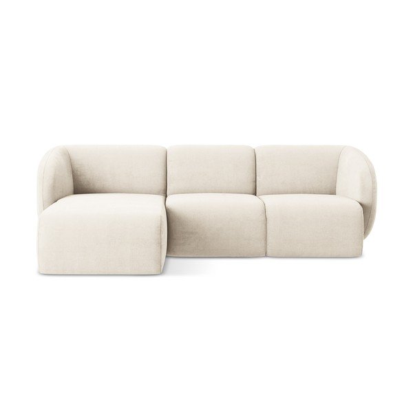 Smėlio spalvos kampinė sofa iš šenilinio audinio (su kairiuoju kampu/su gultu) Lani – Makamii