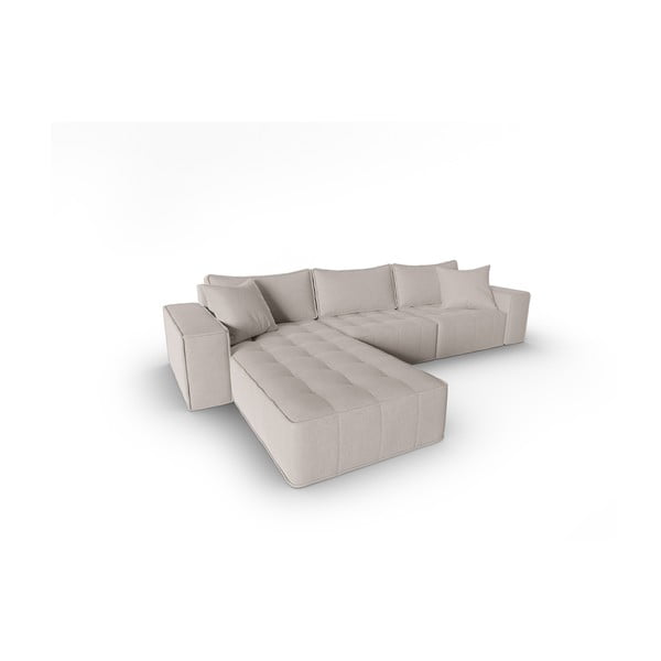 Kampinė sofa šviesiai pilkos spalvos (su kairiuoju kampu) Mike – Micadoni Home-image-3