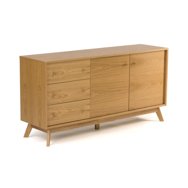 Žema šoninė spintelė natūralios spalvos iš ąžuolo 149x75 cm Kensal – Woodman-image-1